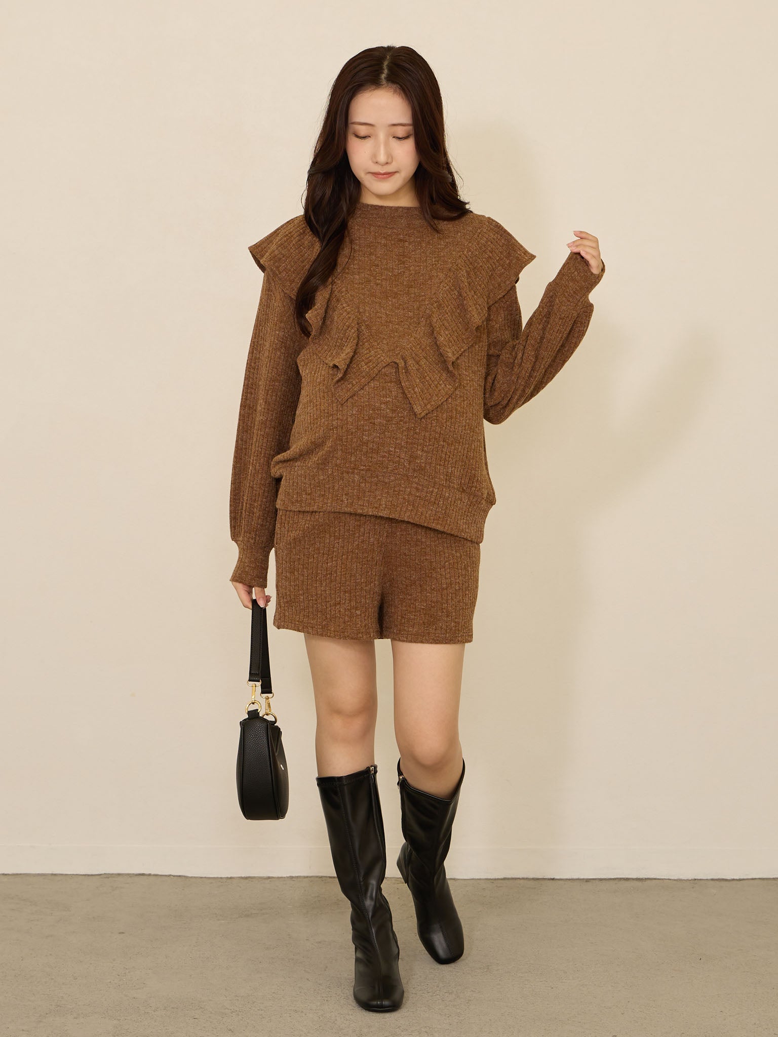 トップス enof sheer cotton flip top brown トップス enof sheer cotton flip top brown