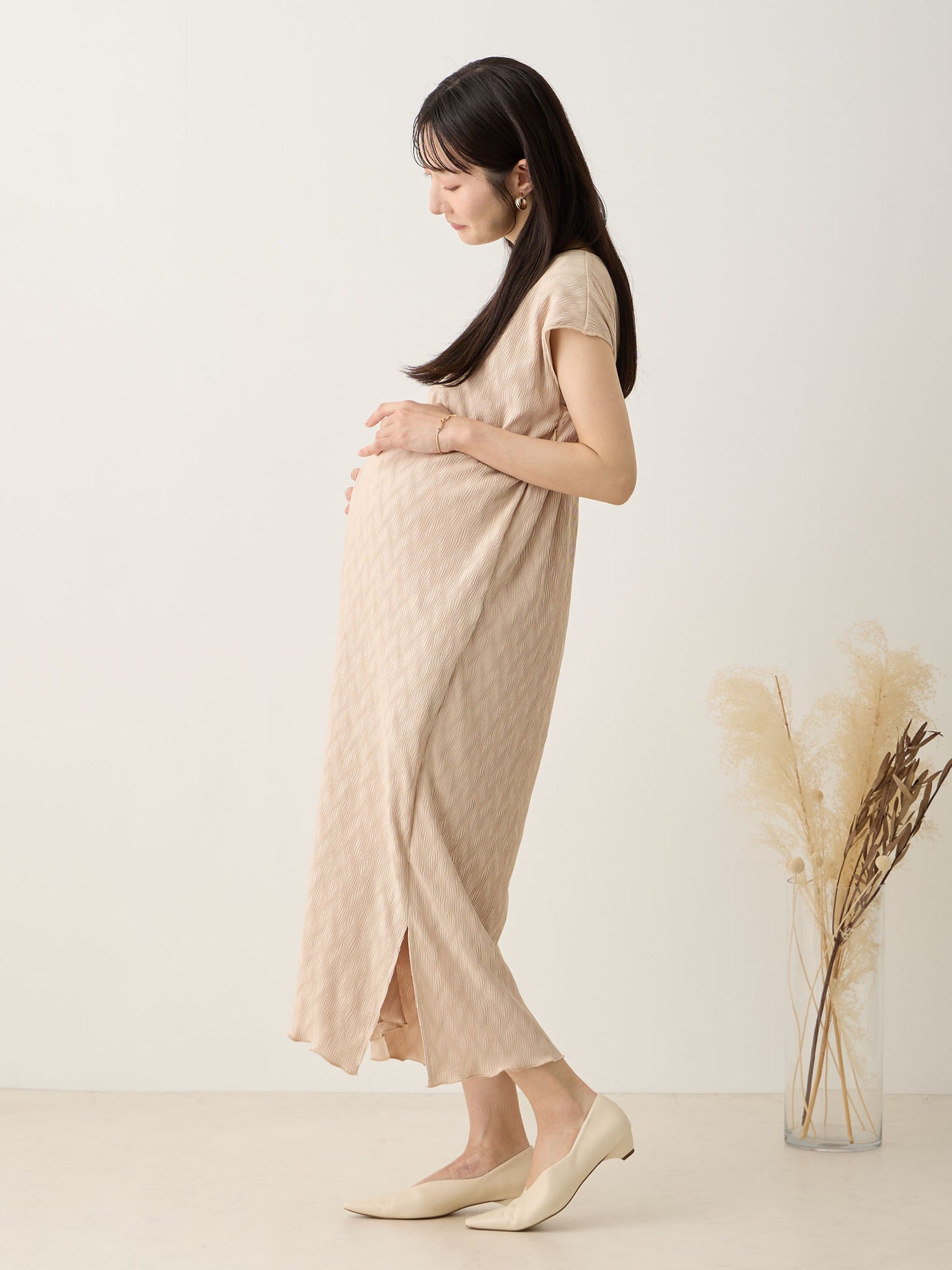 プリーツワンピース Beige