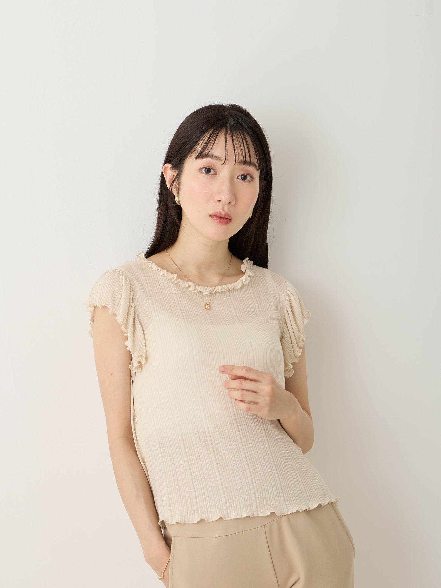 フレンチスリーブTシャツ Beige