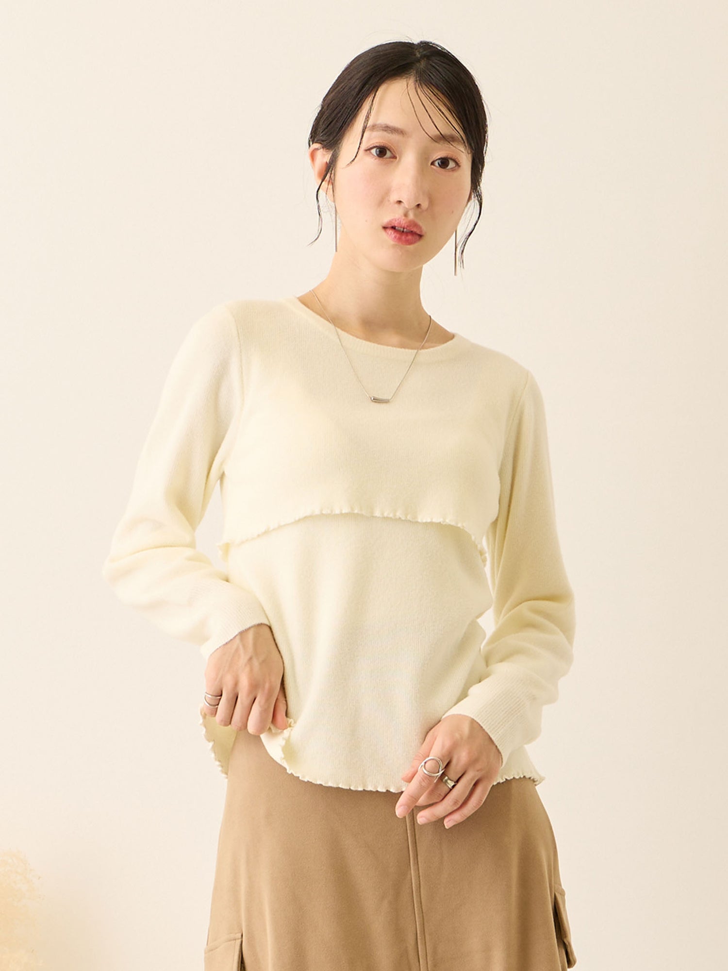 シンプル授乳ニット Ivory