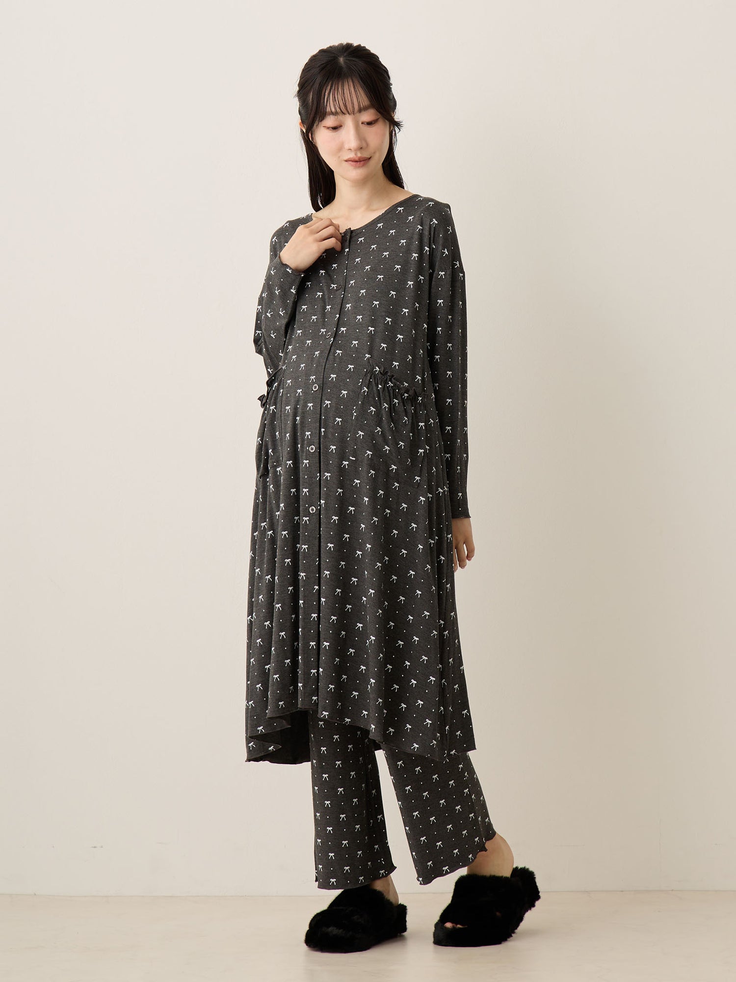 リボンドットルームウェア Gray