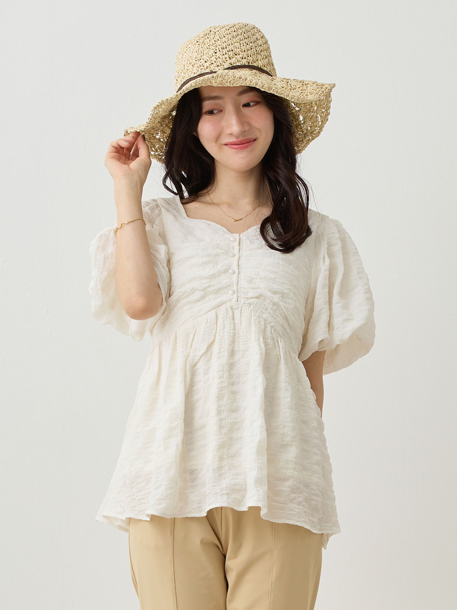 ぽこぽこジャガードトップス Ivory