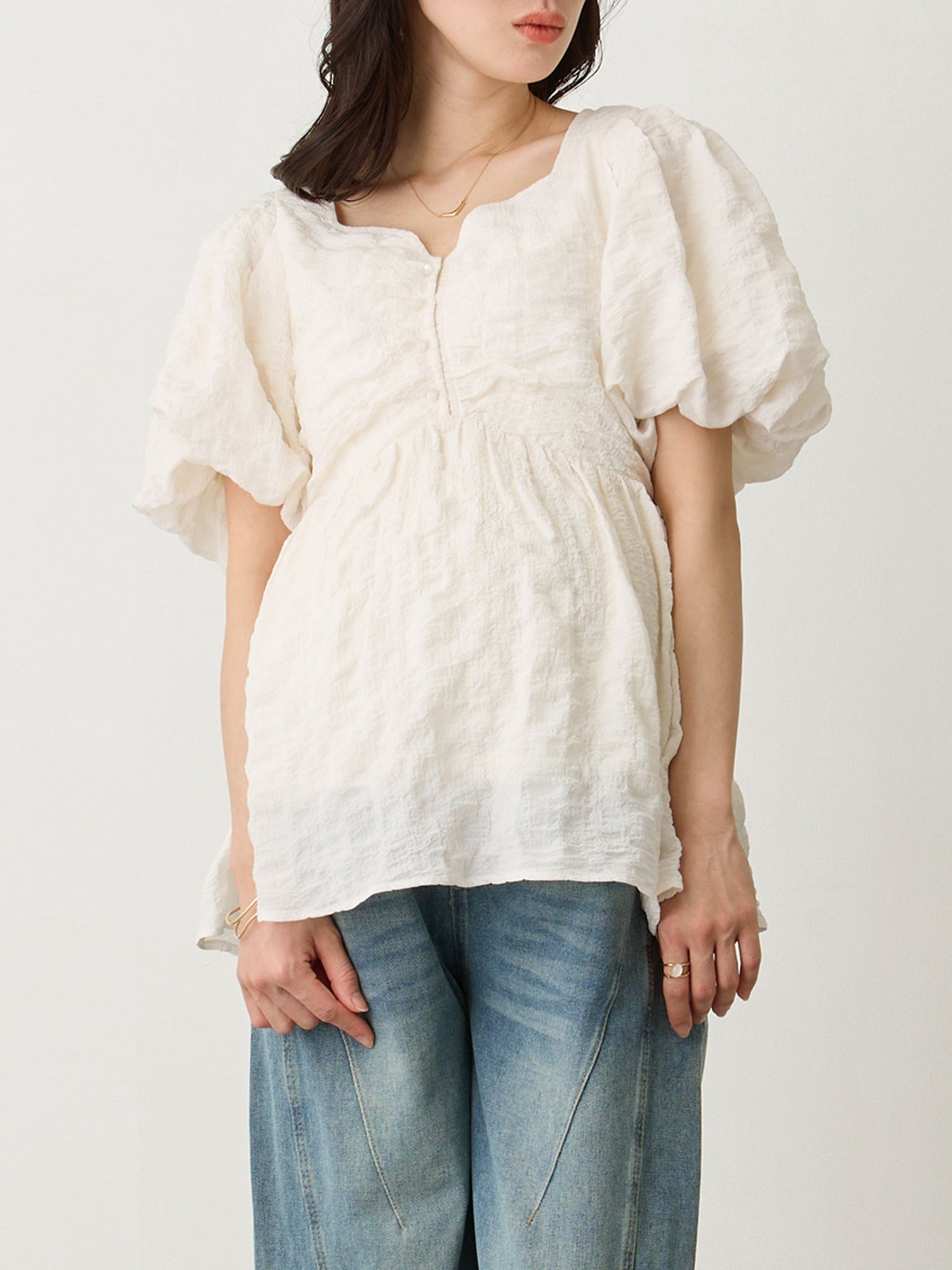 ぽこぽこジャガードトップス Ivory