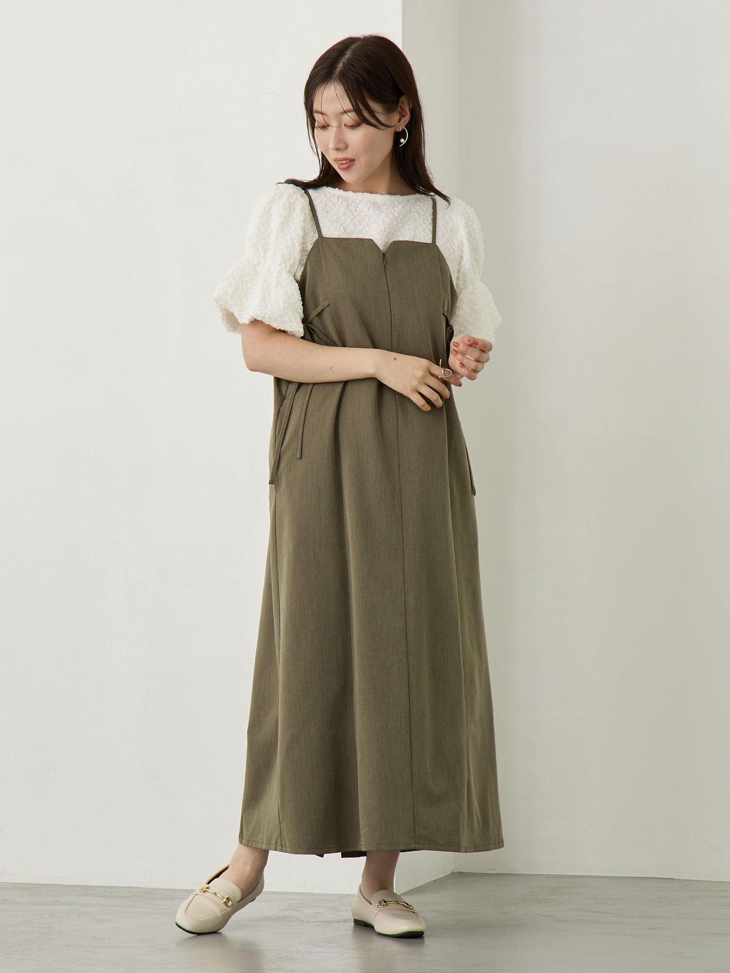 サイドリボンキャミワンピース Khaki