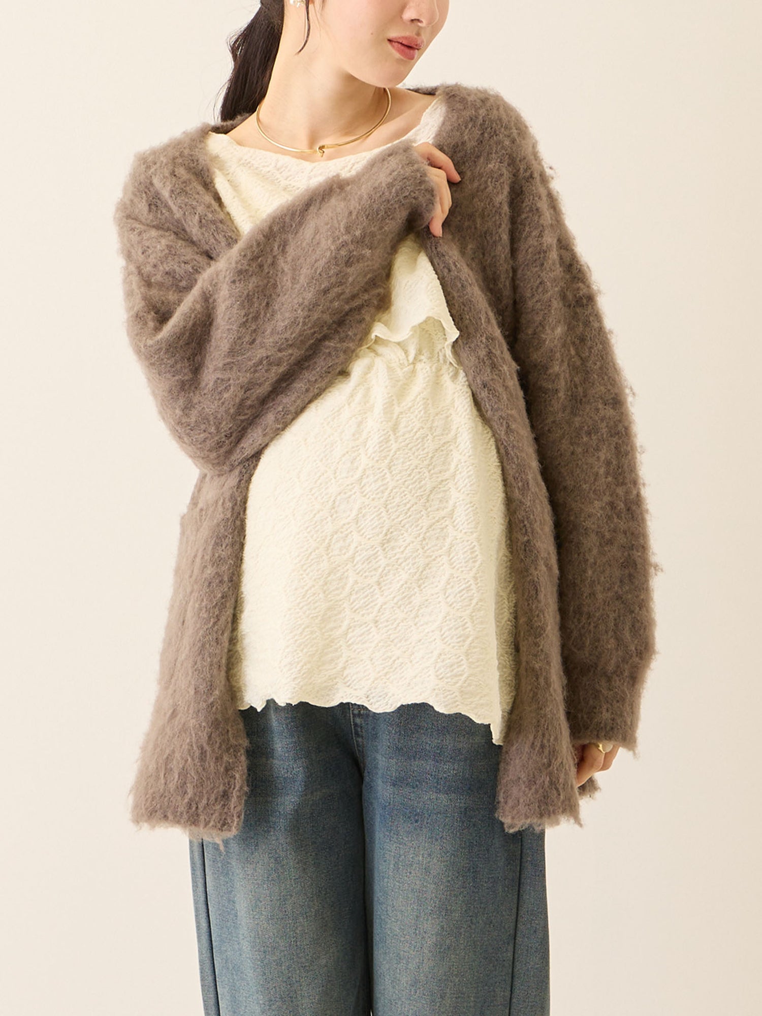 ふわシャギーカーディガン Gray