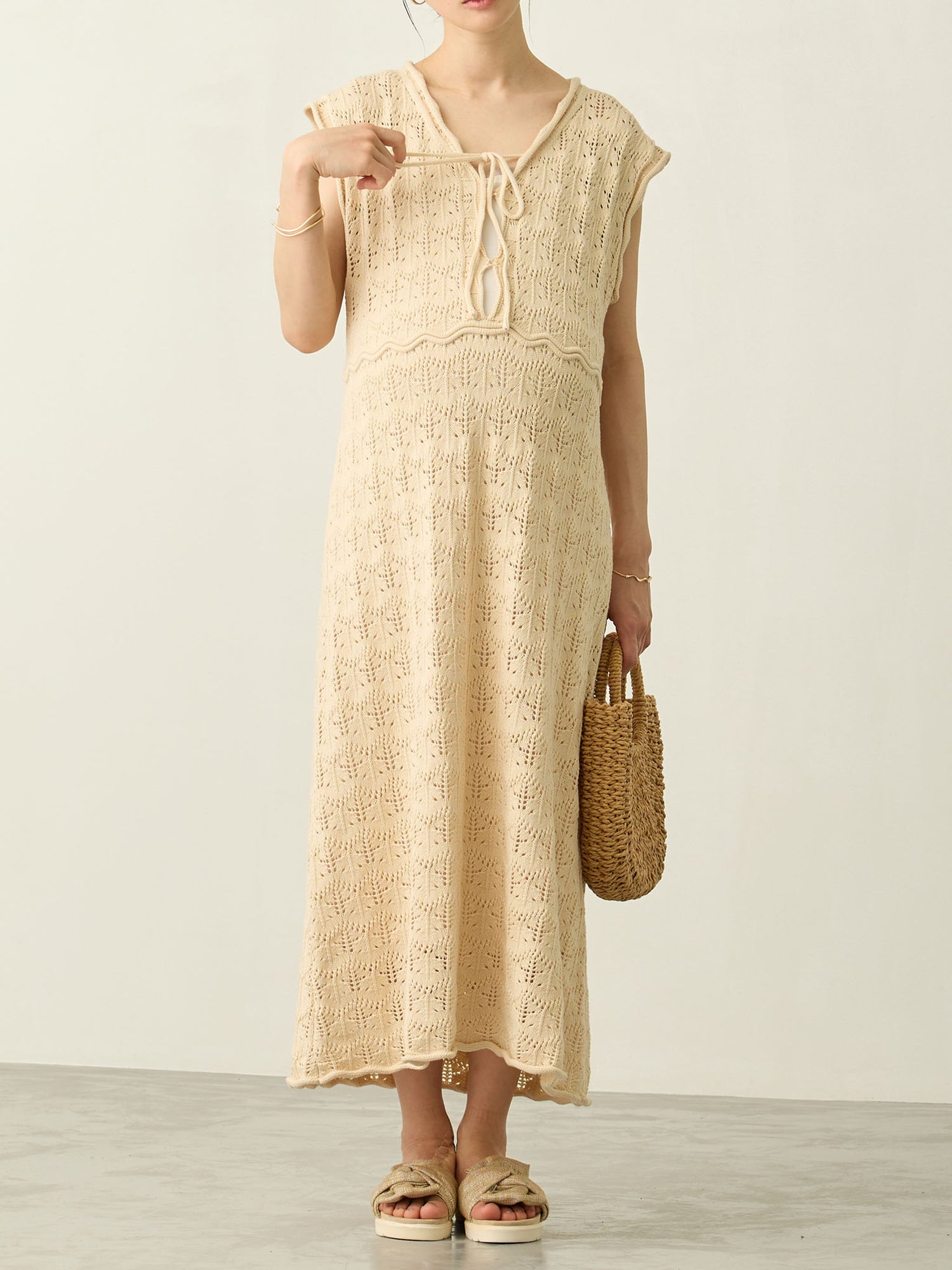クロシェワンピース Beige