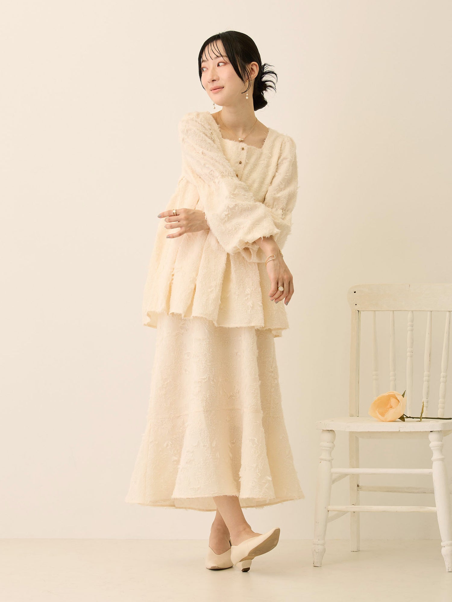 フリンジマーメイドスカート Ivory