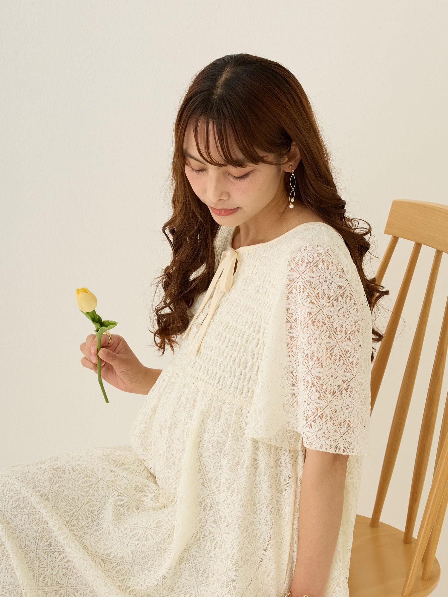 2wayシャーリングレースワンピース Ivory