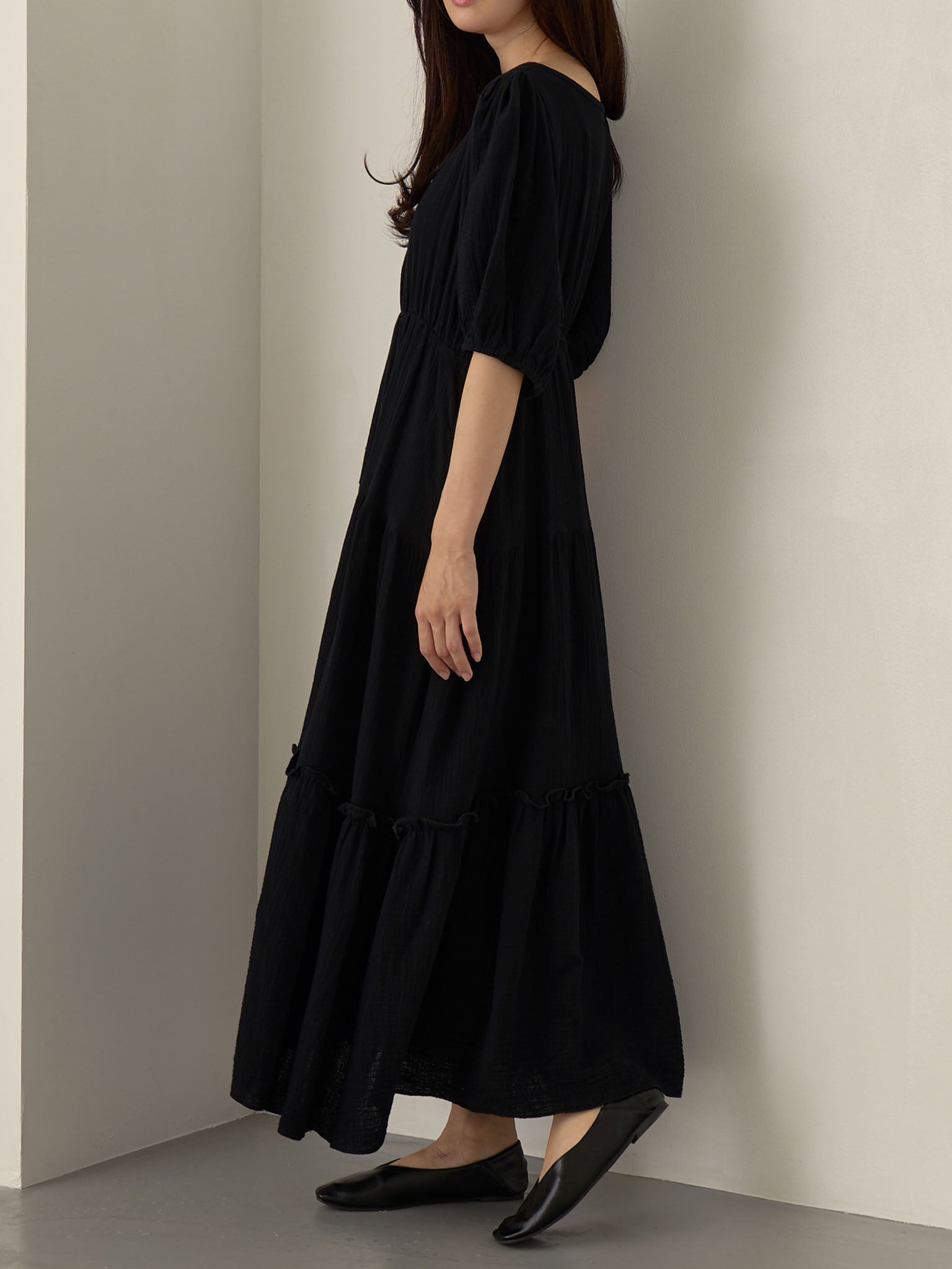 ダブルガーゼティアードワンピース Black – honono for mom&baby