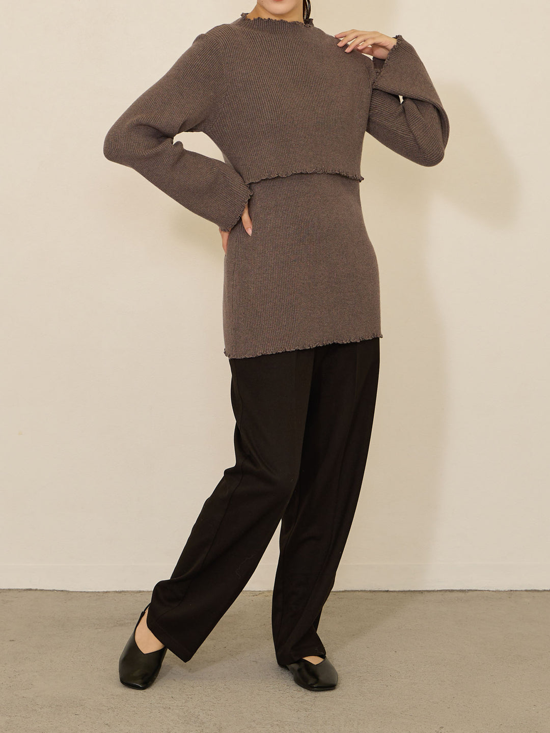 拉绒孕妇裤，塑造美丽双腿，黑色