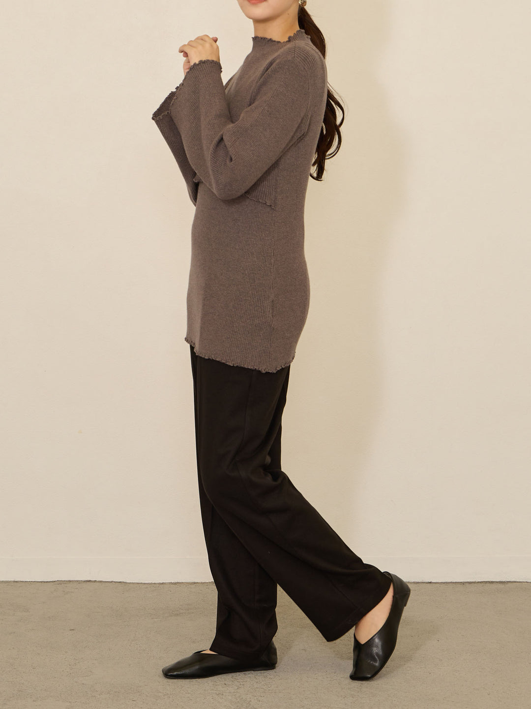 拉绒孕妇裤，塑造美丽双腿，黑色