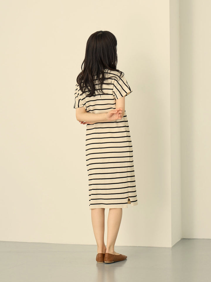 [Maternity/Nursing Clothes] Border polo knit dress