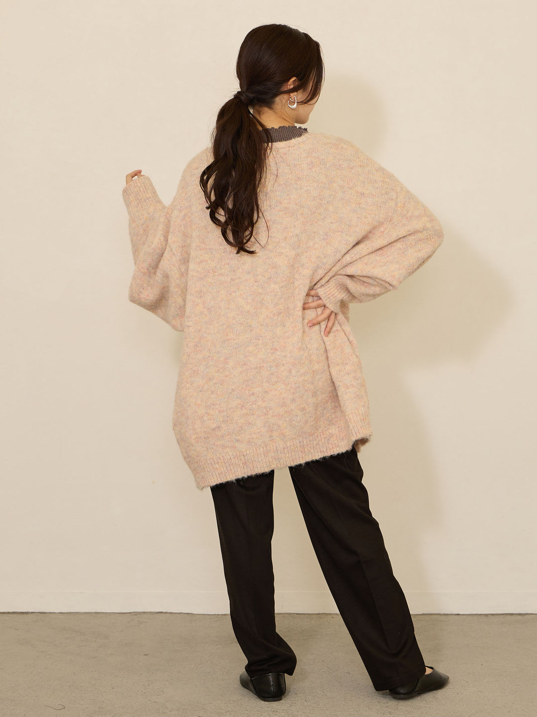 [Maternity/Nursing Clothes] Loose MIX Cardigan Pink