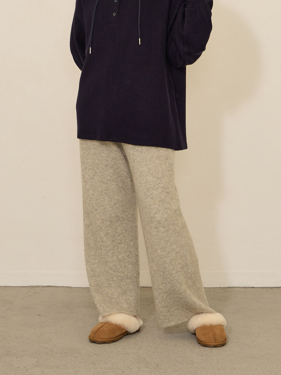 ふっくらリブニットパンツ Gray