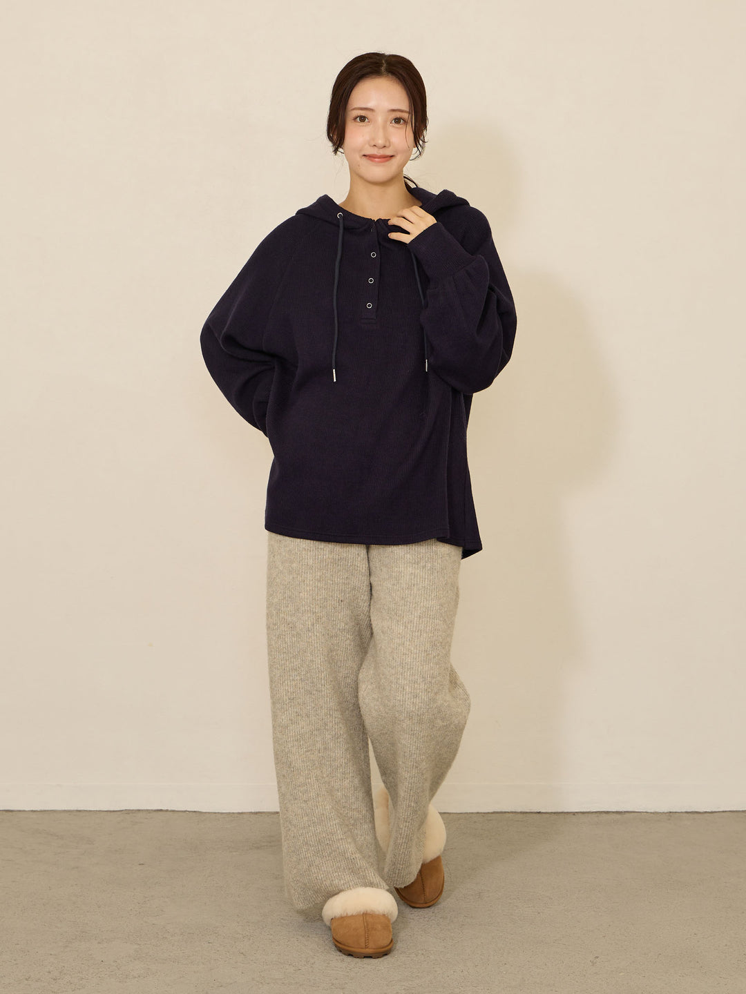 ふっくらリブニットパンツ Gray