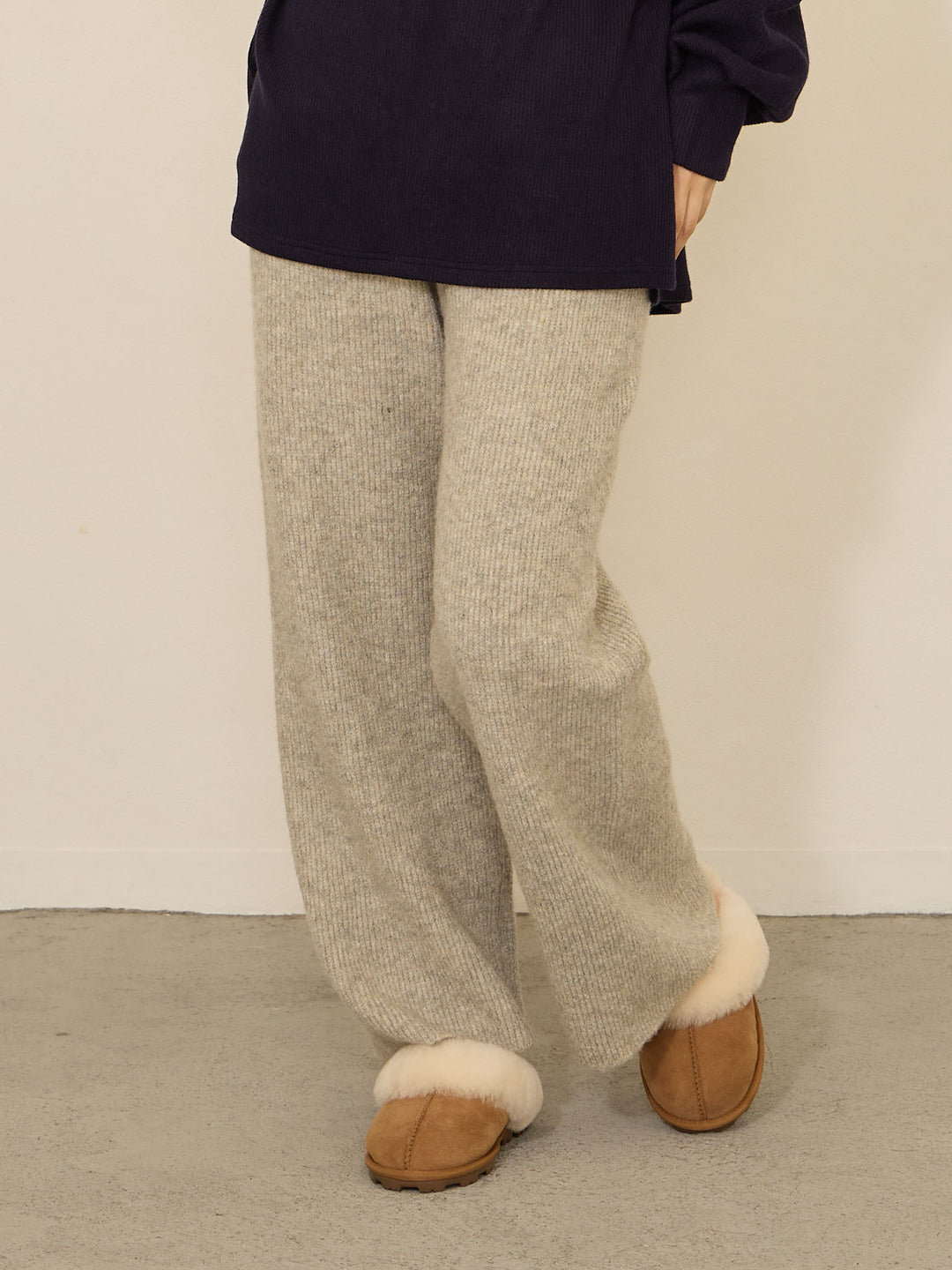 ふっくらリブニットパンツ Gray