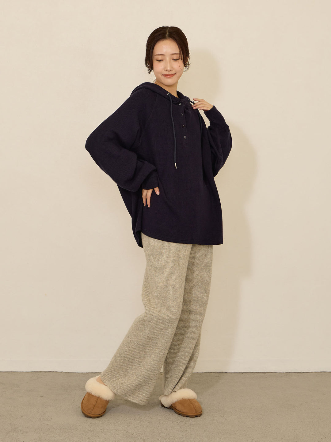 ふっくらリブニットパンツ Gray