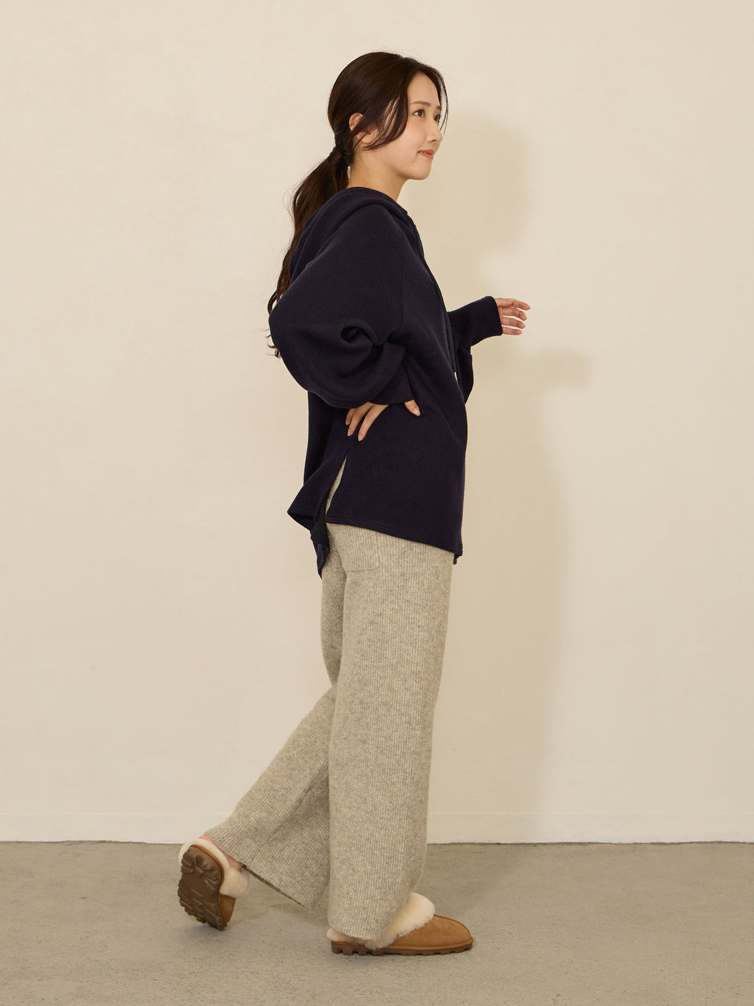 ふっくらリブニットパンツ Gray