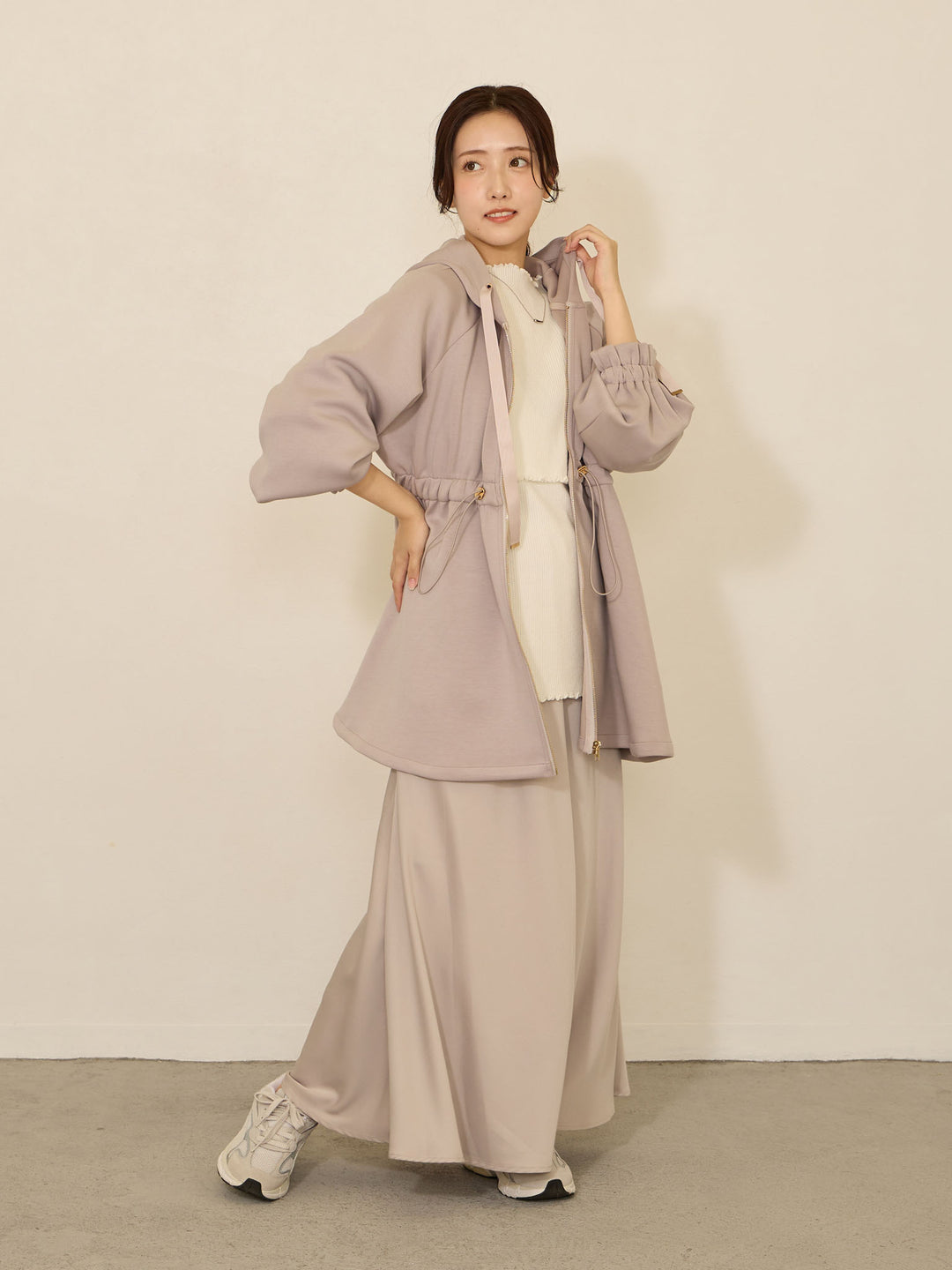 [Can also be used for maternity and postpartum] Light outerwear with ducker Gray