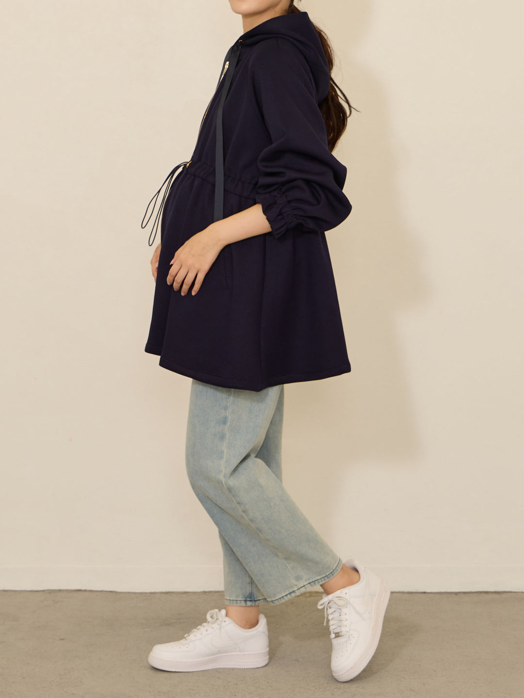 [Can also be used for maternity and postpartum] Light outerwear with ducker Navy