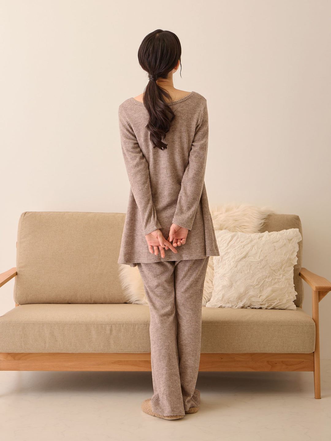 ズレないカップ付きルームセット Brown