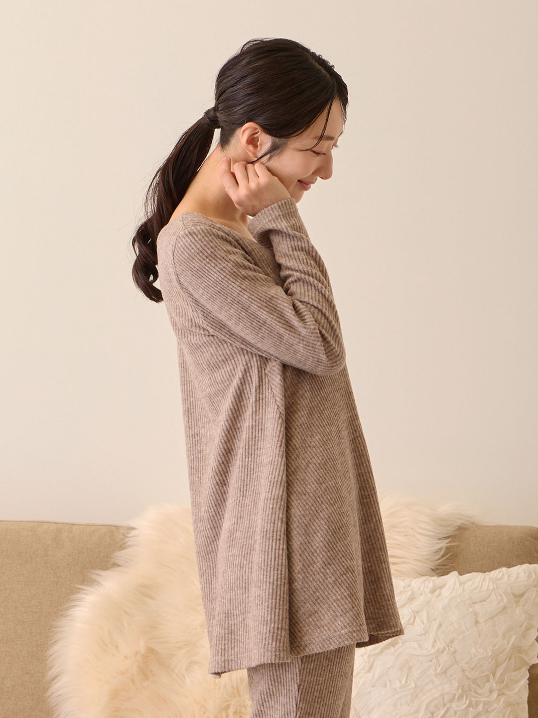 ズレないカップ付きルームセット Brown