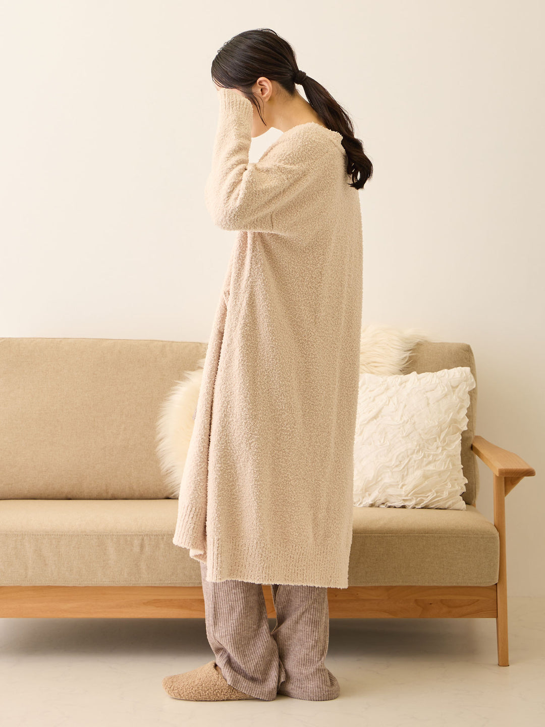 ふわふわカーディガンワンピース Pink beige