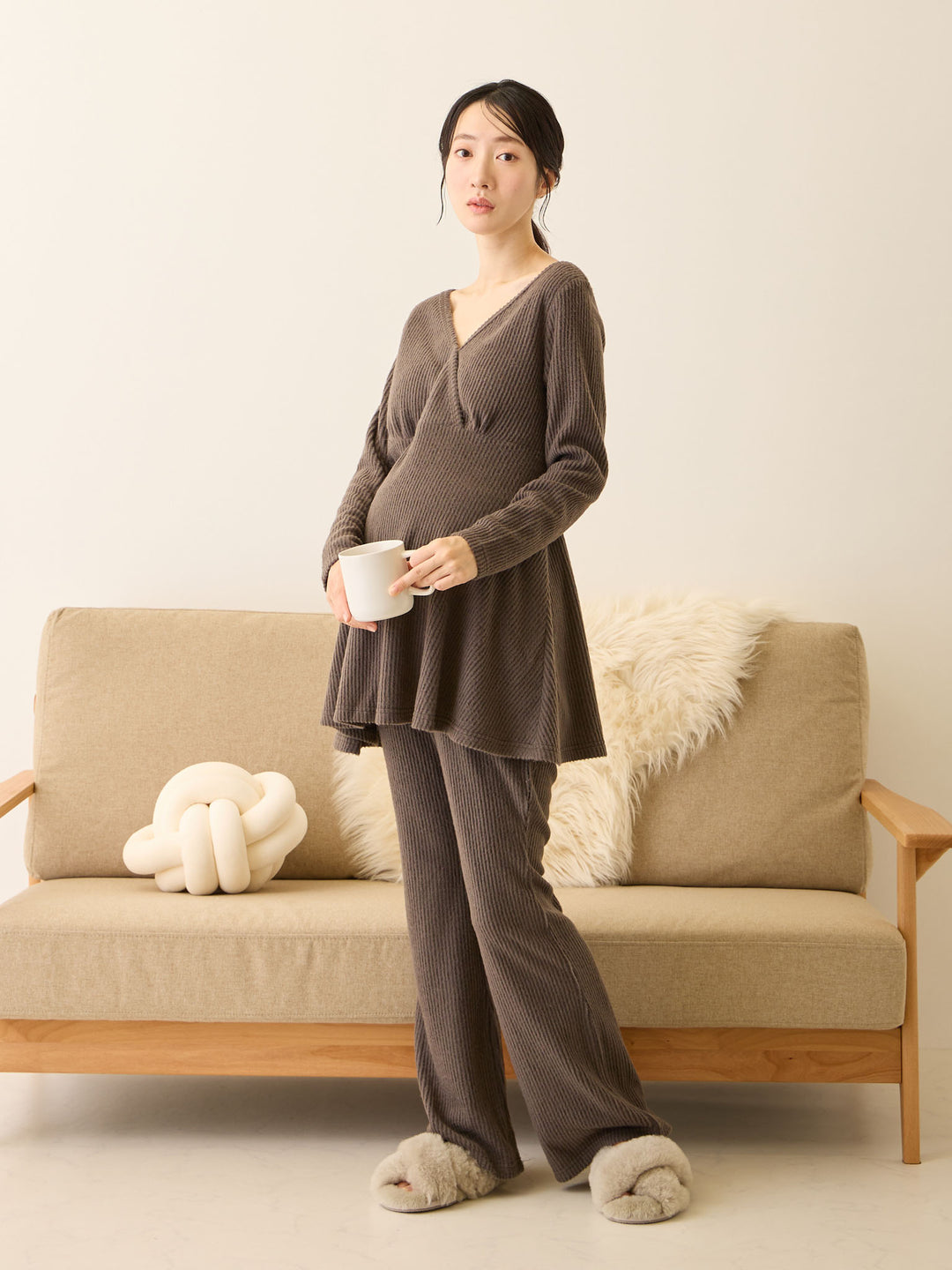 ズレないカップ付きルームトップス Charcoal Gray