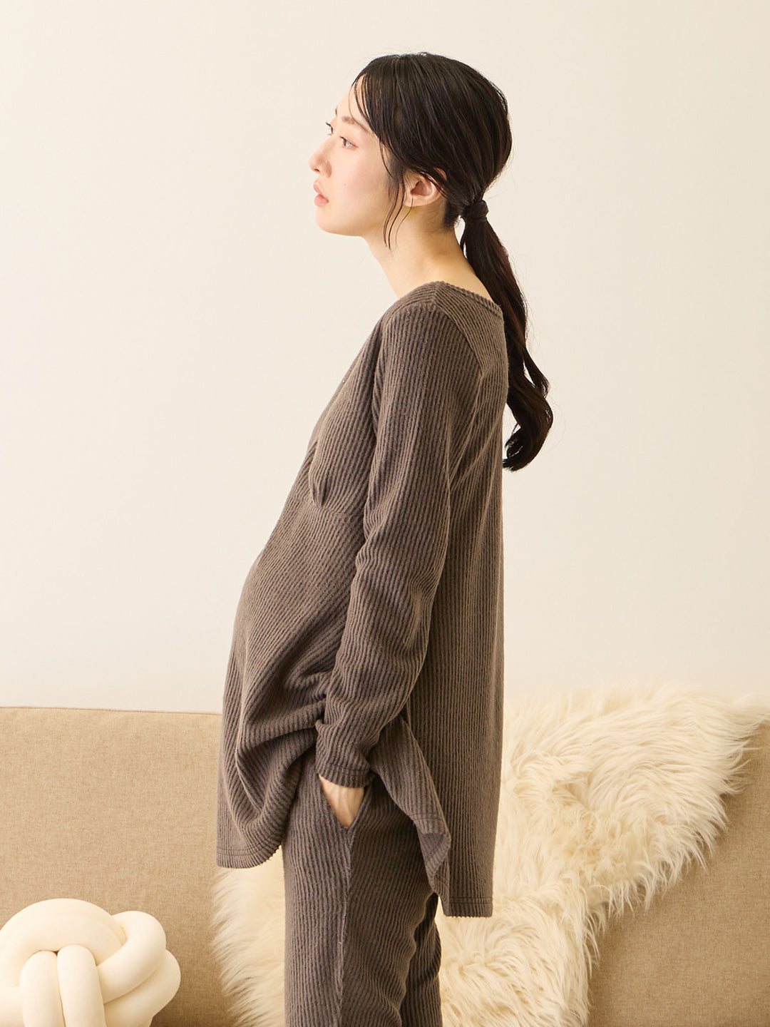 ズレないカップ付きルームトップス Charcoal Gray