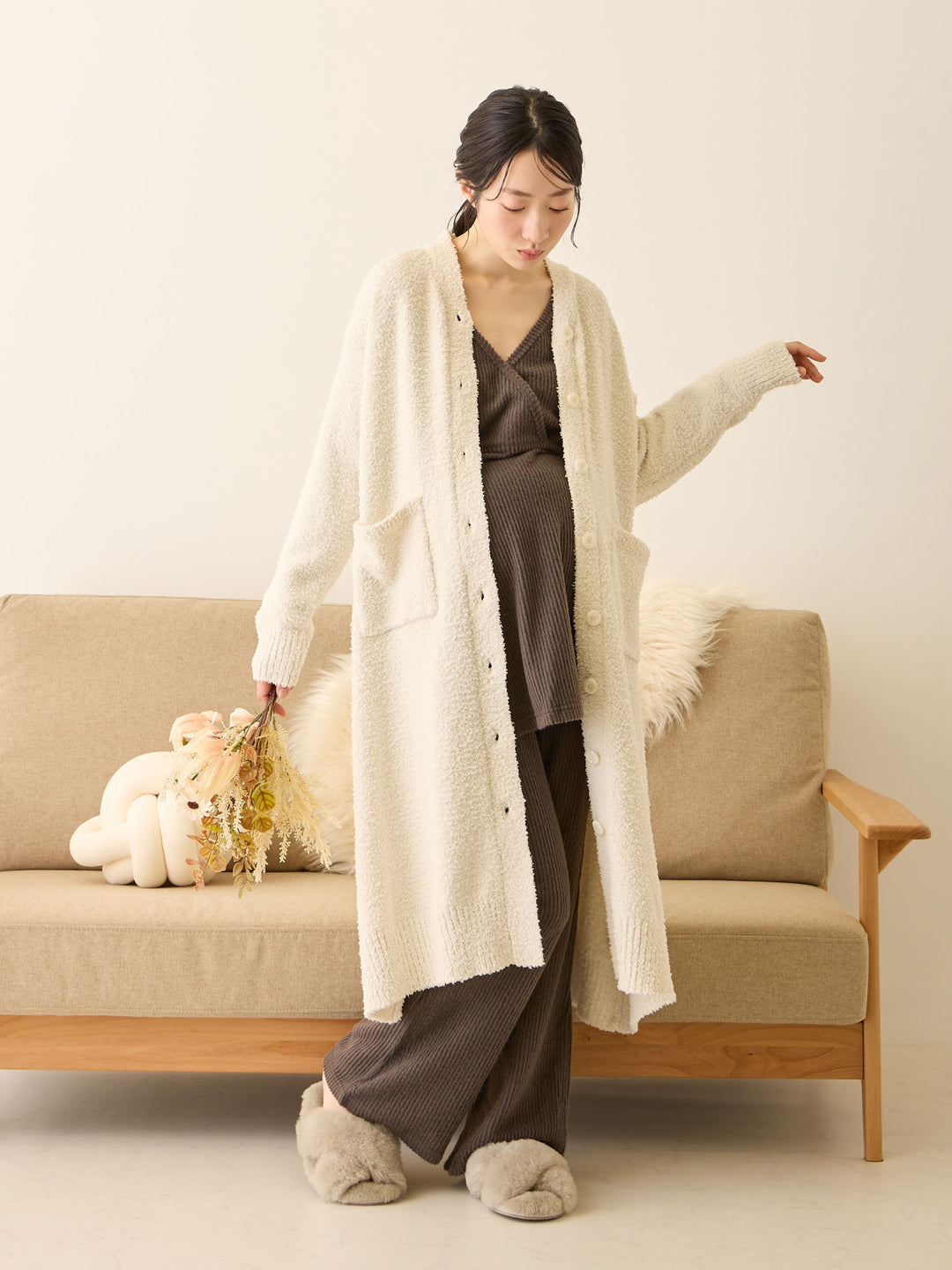 ズレないカップ付きルームトップス Charcoal Gray