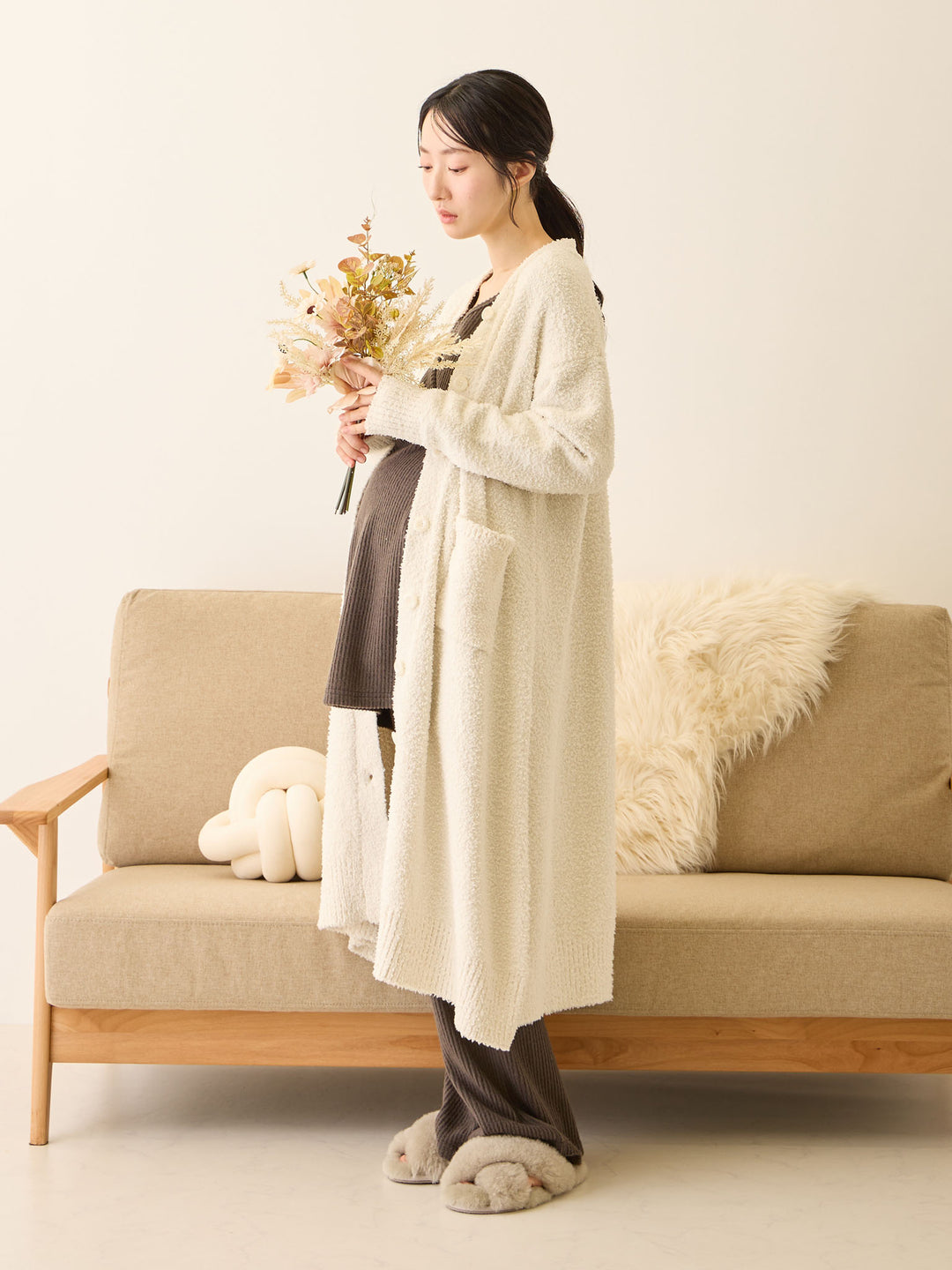 ハラマキ付きフレアパンツ Charcoal Gray