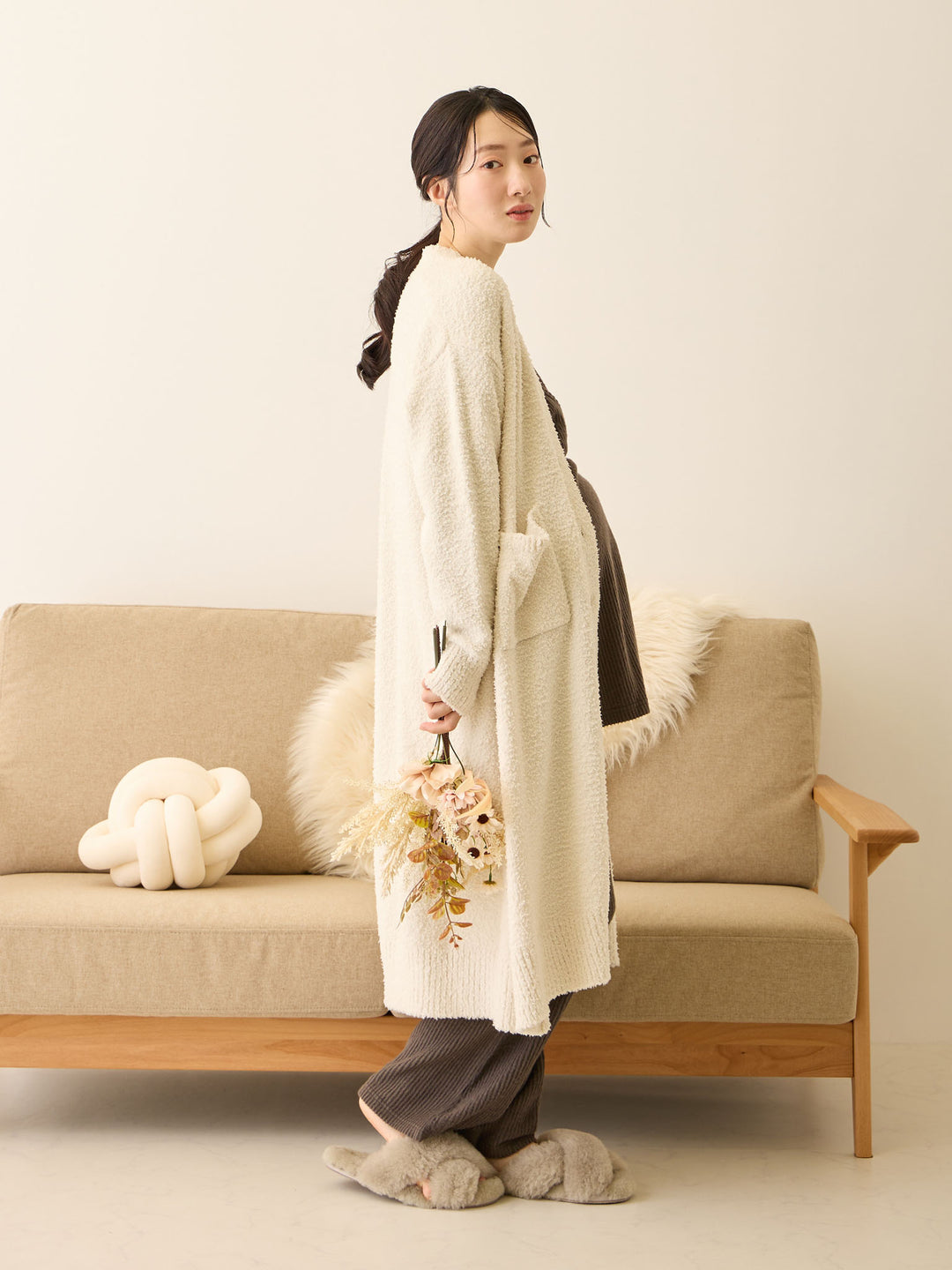 ハラマキ付きフレアパンツ Charcoal Gray