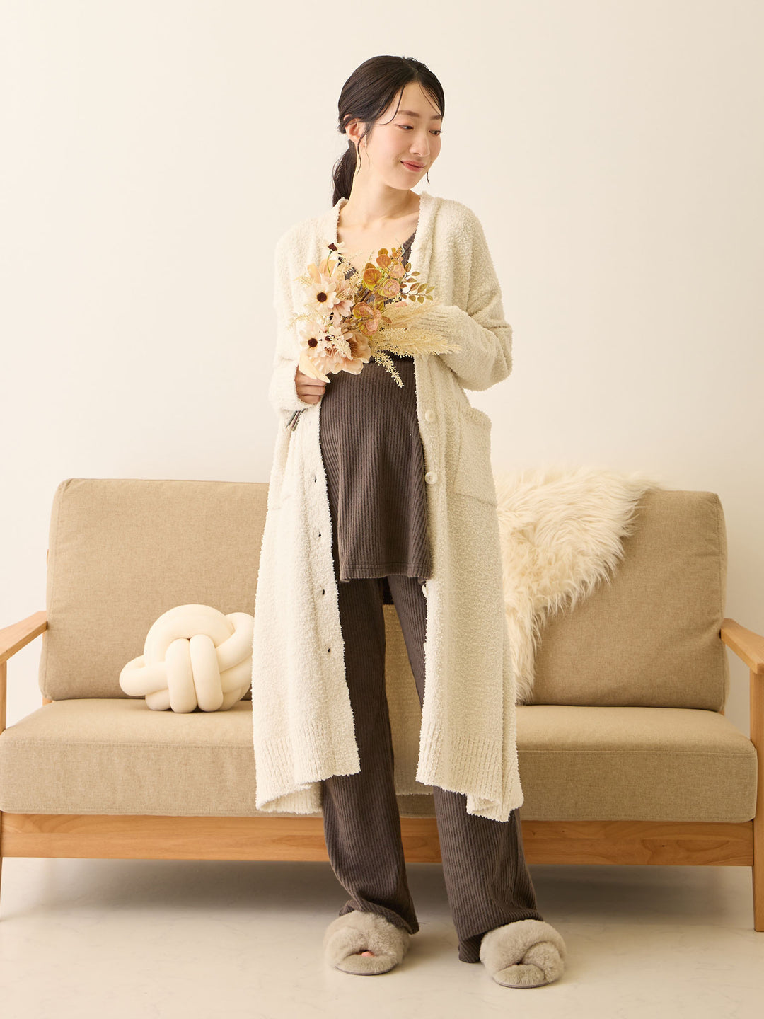 ズレないカップ付きルームトップス Charcoal Gray