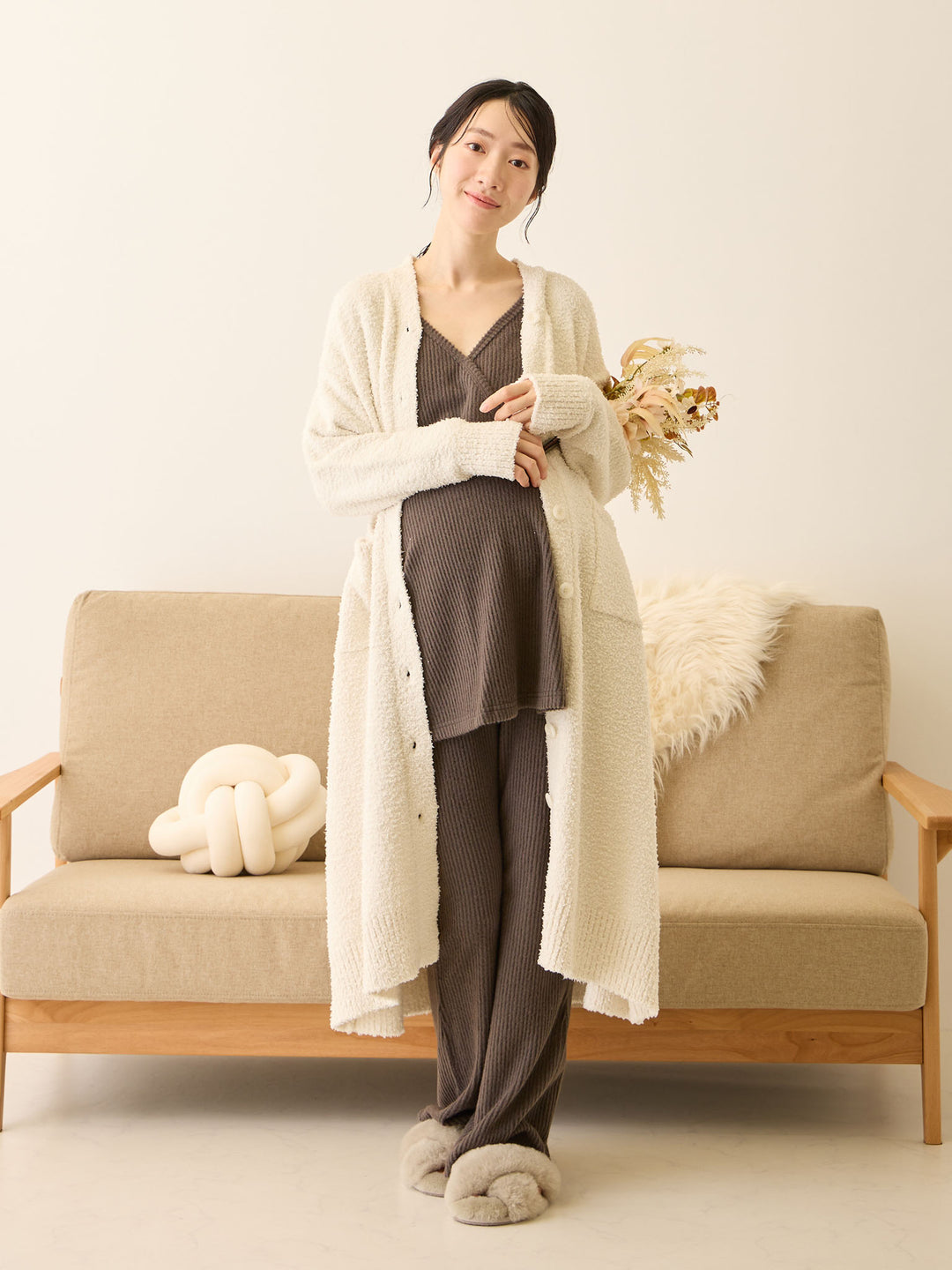 ズレないカップ付きルームトップス Charcoal Gray