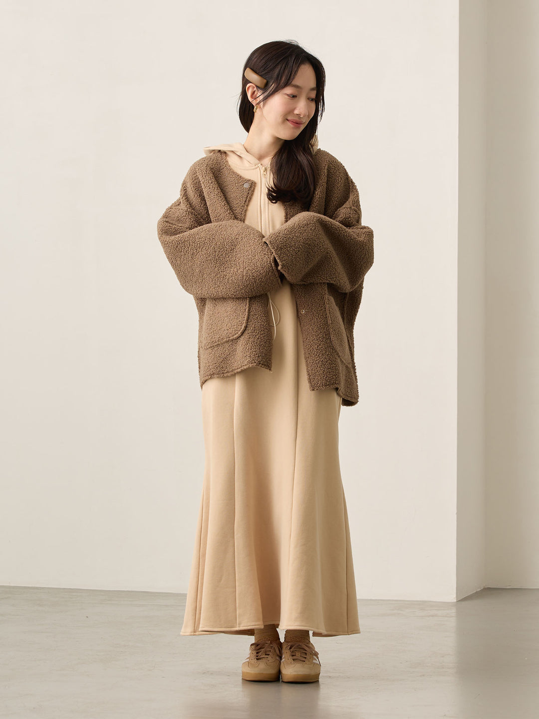 双面 Boa Ducker 夹克 棕色