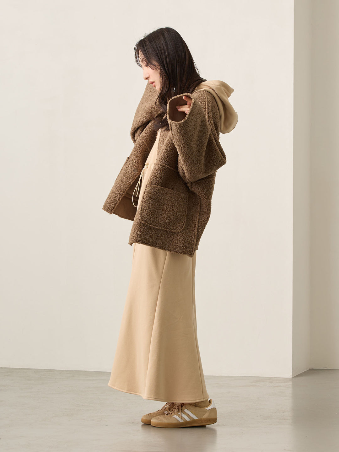 ほんのりマーメイドパーカーワンピース Beige