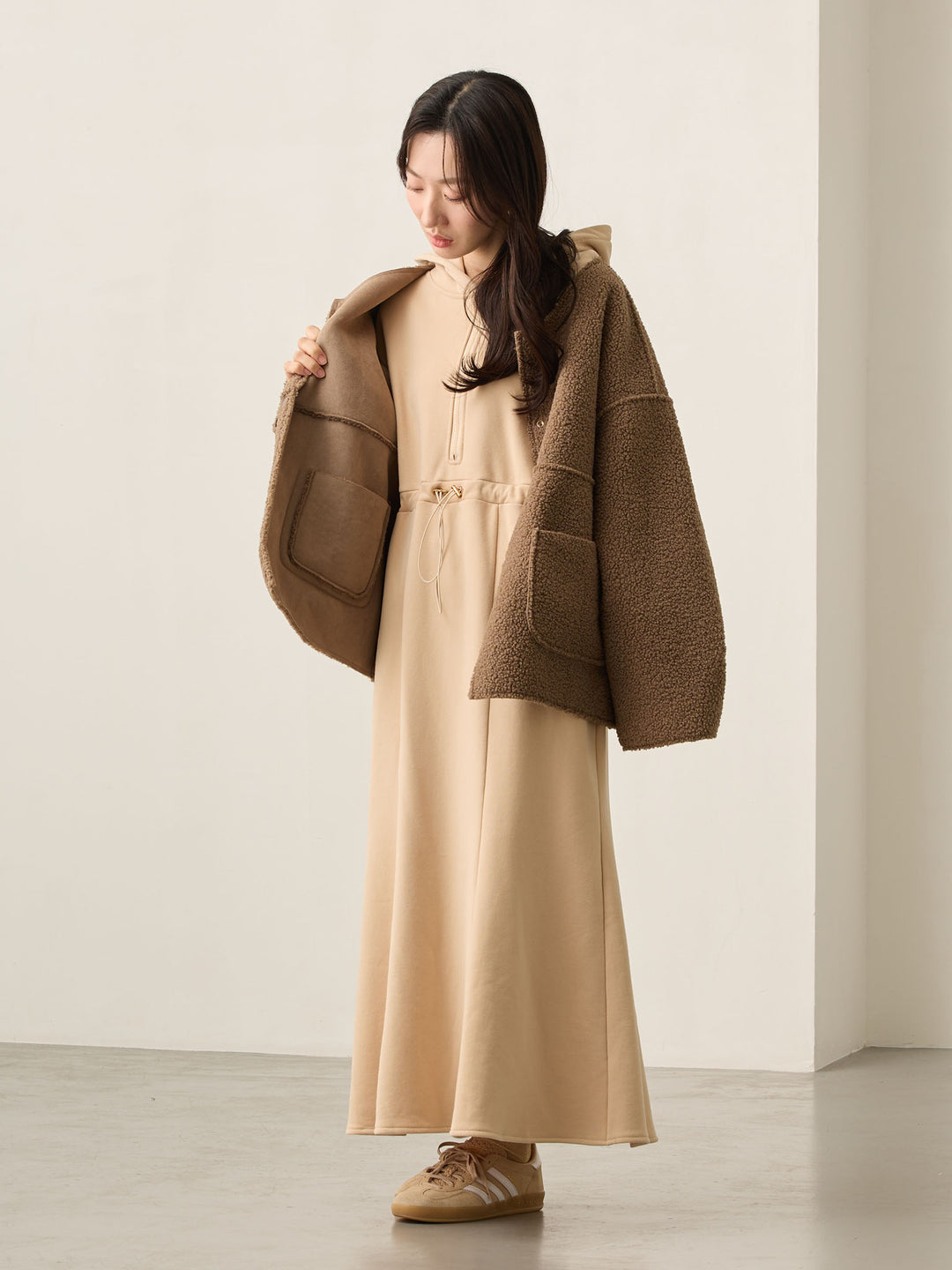 双面 Boa Ducker 夹克 棕色