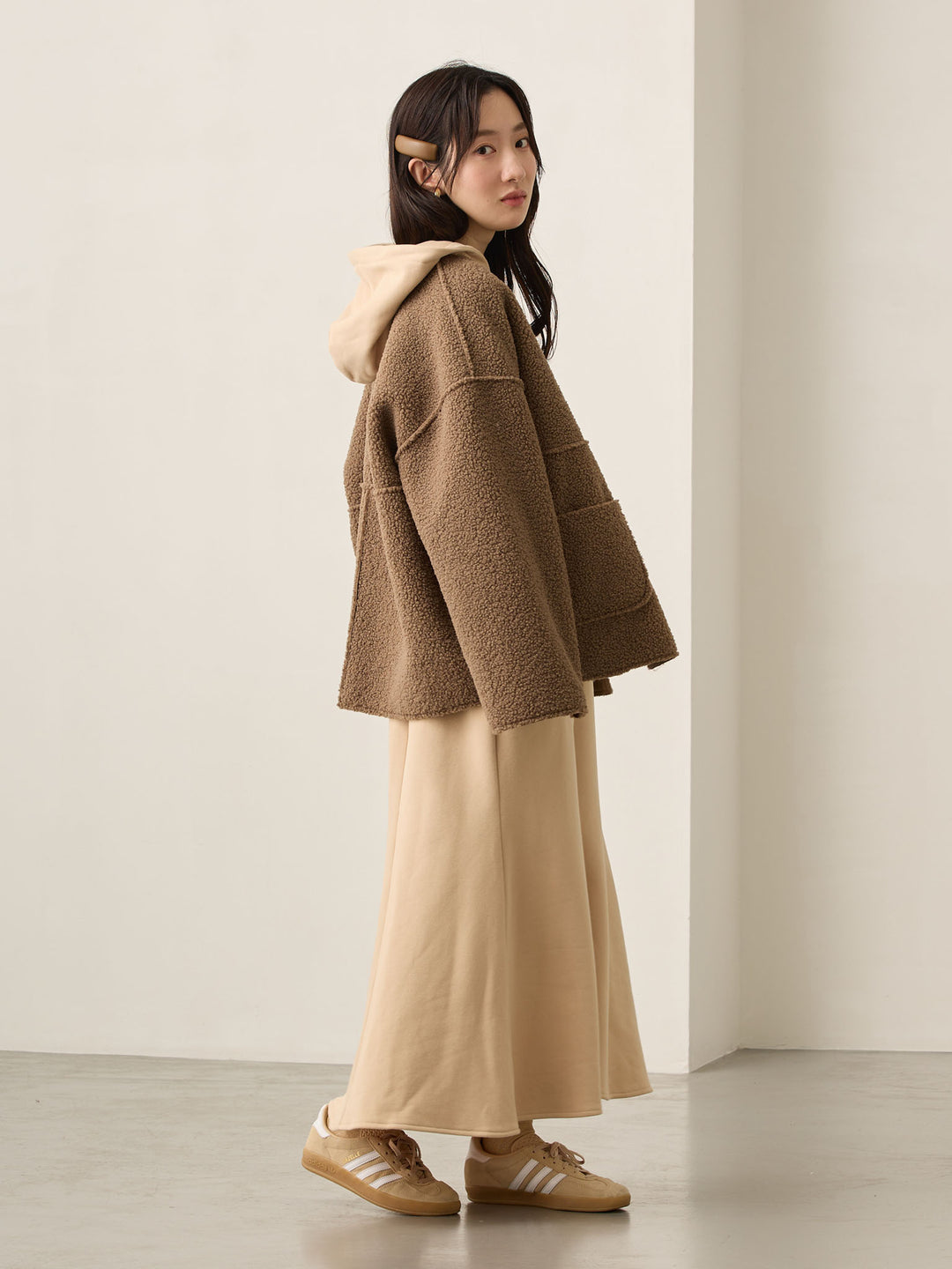 双面 Boa Ducker 夹克 棕色