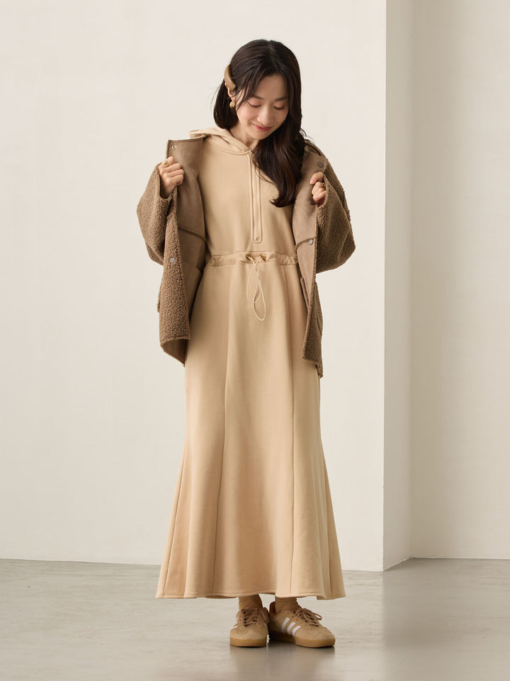 ほんのりマーメイドパーカーワンピース Beige