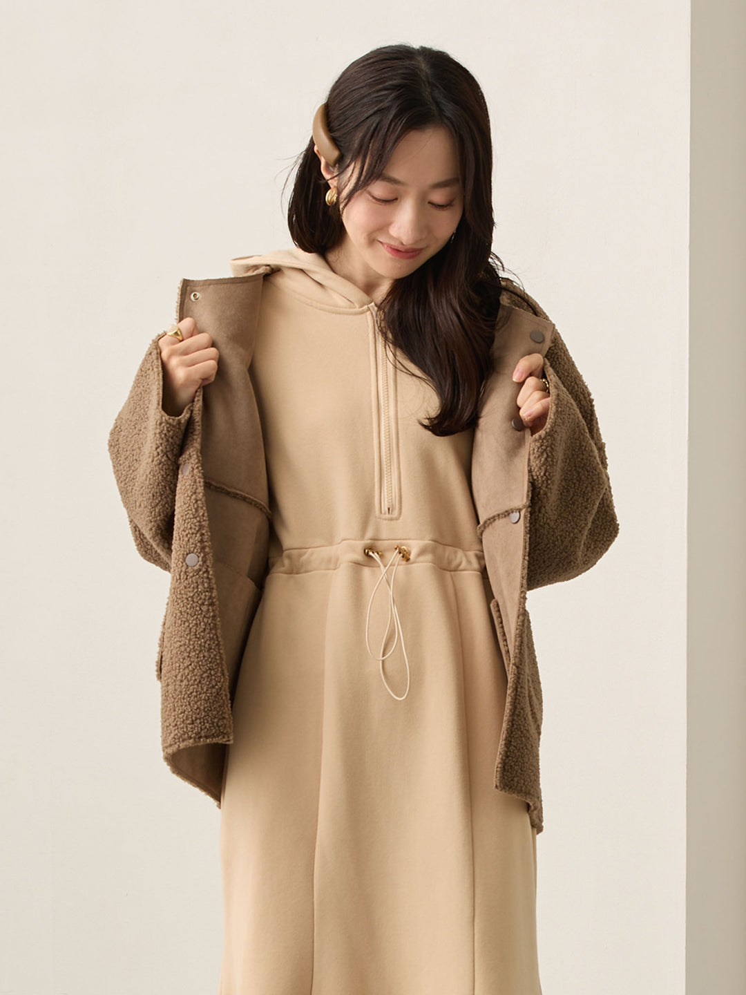 ほんのりマーメイドパーカーワンピース Beige