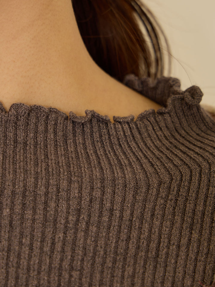 [Maternity/Nursing Clothes] Soft rib knit tops Beige