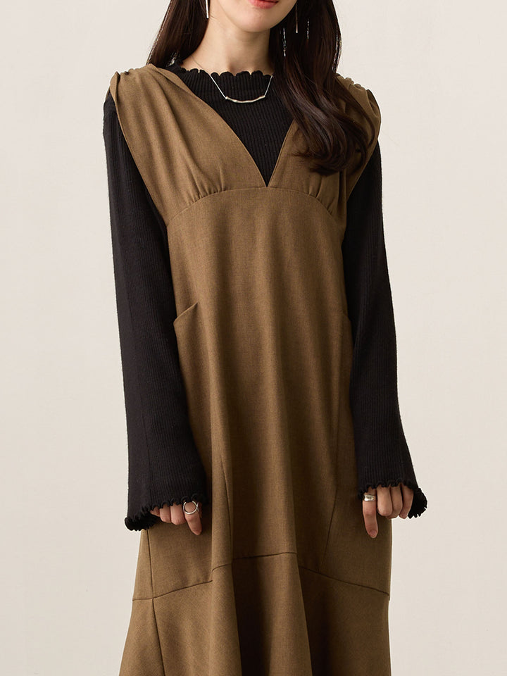 柔らかリブニットトップス Black