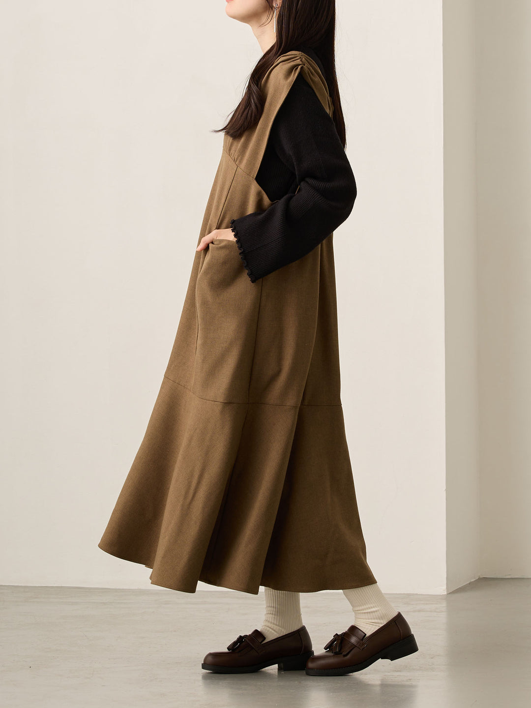 ツイードジャンパースカート Brown