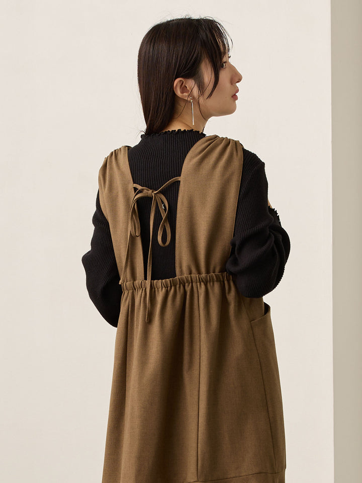 柔らかリブニットトップス Black