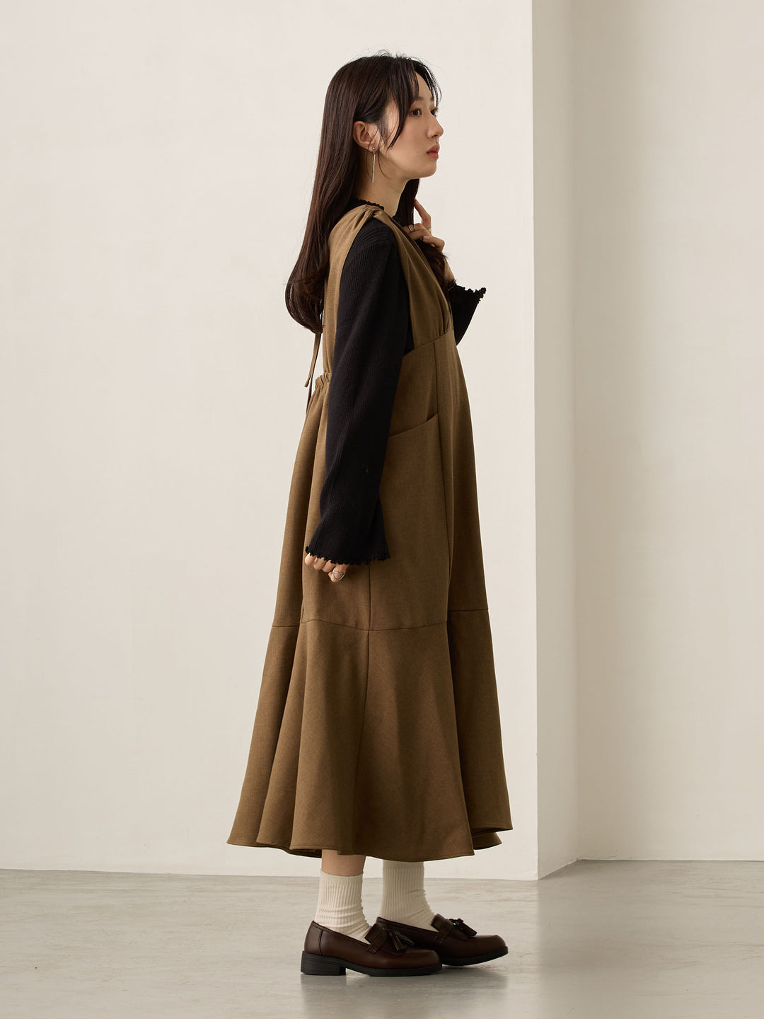 ツイードジャンパースカート Brown