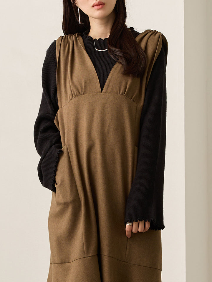 柔らかリブニットトップス Black