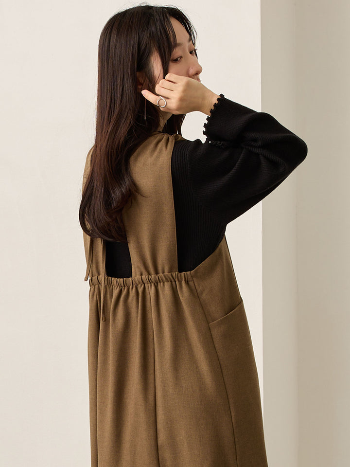 柔らかリブニットトップス Black