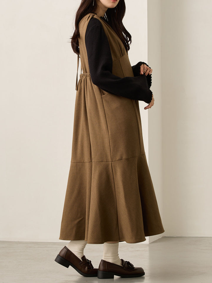 柔らかリブニットトップス Black