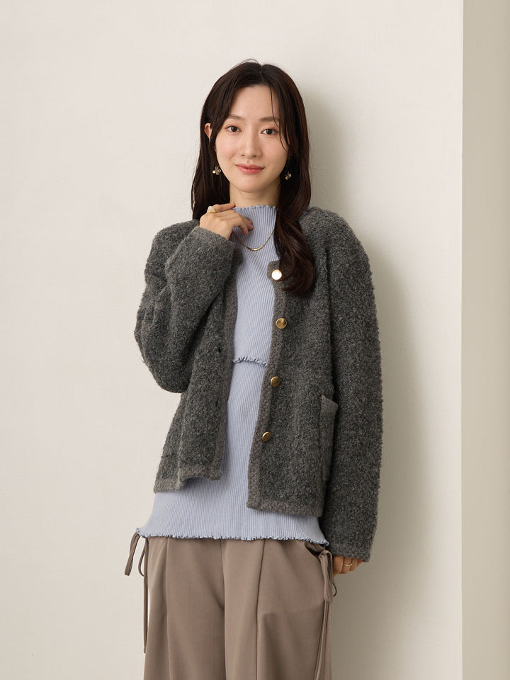 柔らかリブニットトップス Blue