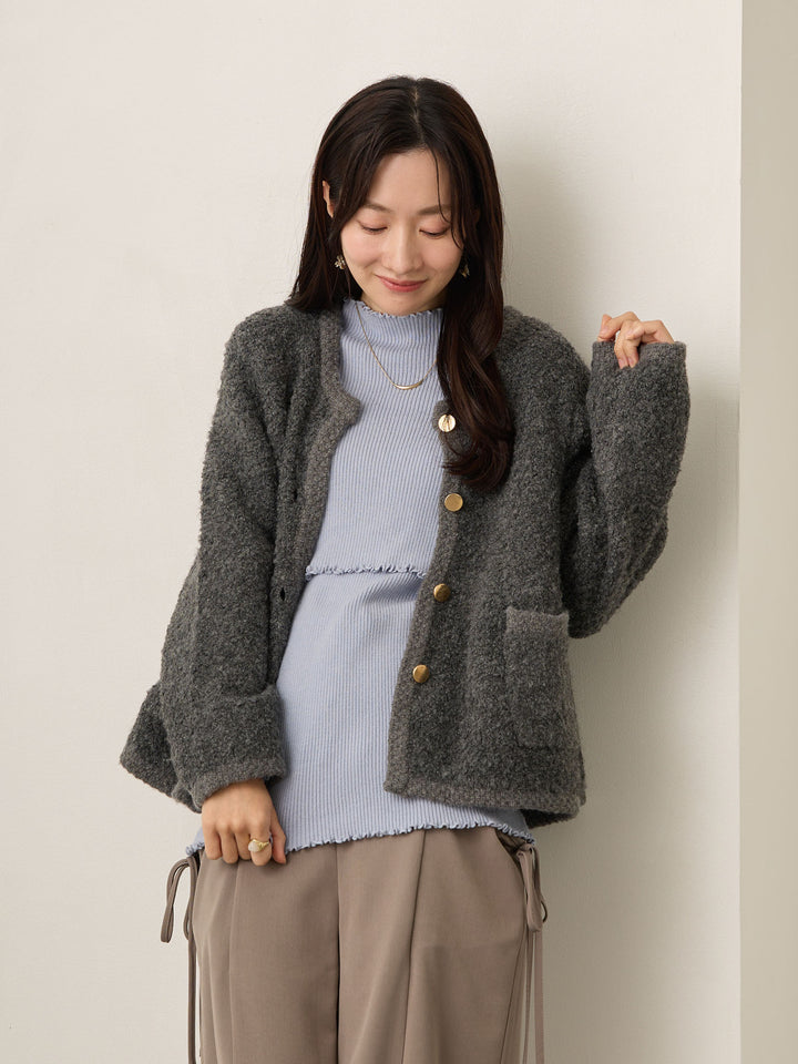 柔らかリブニットトップス Blue